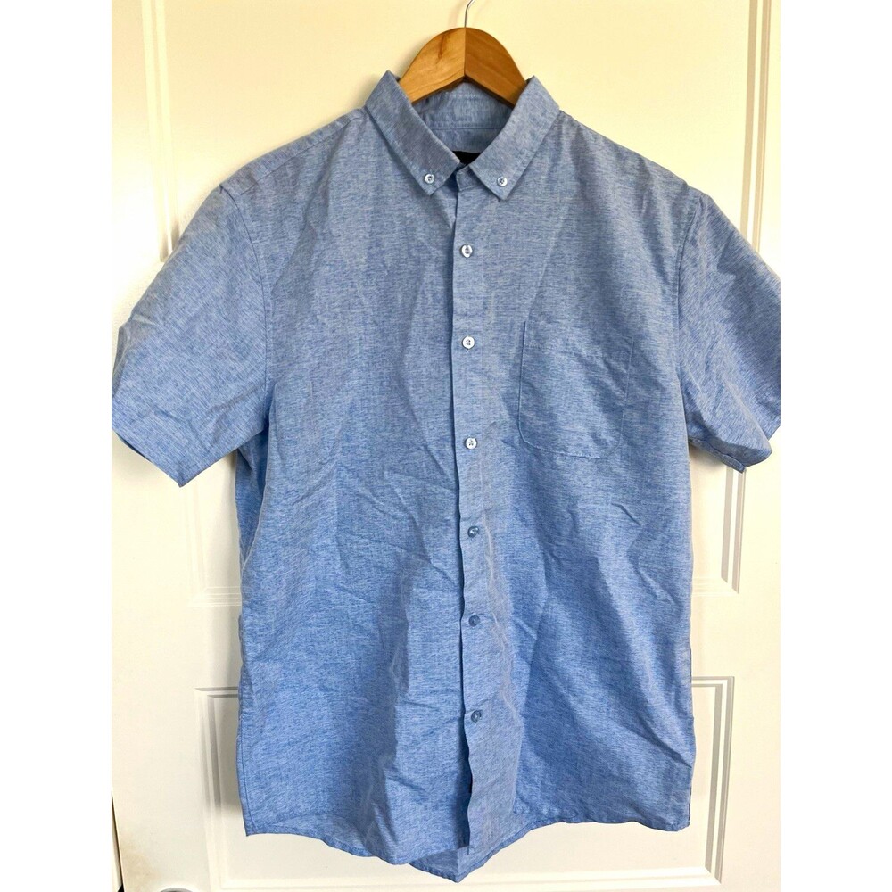 Molokai Surf Co Shirt Mens Large Blue Chambray Short Sleeve Button Up Pocket